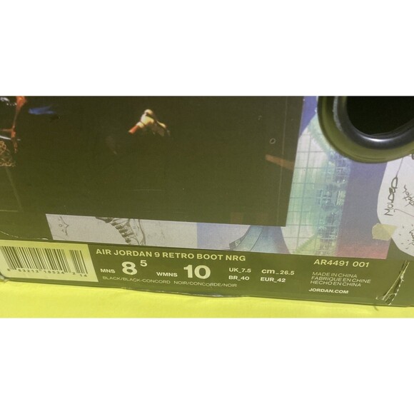 Nike Air Jordan IX Boot Retro Charcoal Black Concord OG AR4491–001 NRG Sz 8.5/10 - Picture 7 of 7